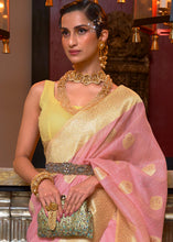 Load image into Gallery viewer, Flamingo Pink Woven Linen Silk Saree with Contrast Border &amp; Pallu