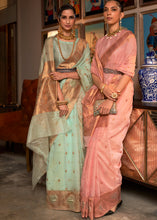 Load image into Gallery viewer, Pastel Green Copper Zari Handloom Woven Silk Saree