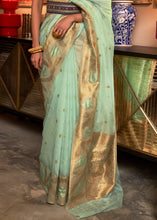 Load image into Gallery viewer, Pastel Green Copper Zari Handloom Woven Silk Saree