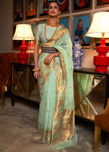 Load image into Gallery viewer, Pastel Green Copper Zari Handloom Woven Silk Saree