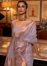Load image into Gallery viewer, African Purple Copper Zari Handloom Woven Silk Saree