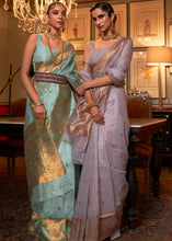 Load image into Gallery viewer, African Purple Copper Zari Handloom Woven Silk Saree