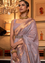 Load image into Gallery viewer, African Purple Copper Zari Handloom Woven Silk Saree