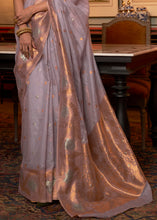 Load image into Gallery viewer, African Purple Copper Zari Handloom Woven Silk Saree