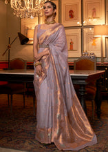 Load image into Gallery viewer, African Purple Copper Zari Handloom Woven Silk Saree