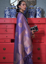 Load image into Gallery viewer, Electric Purple Copper Zari Woven Silk Saree with Sequence work