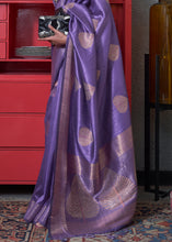 Load image into Gallery viewer, Electric Purple Copper Zari Woven Silk Saree with Sequence work