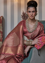 Load image into Gallery viewer, Berry Red Copper Zari Woven Silk Saree with Sequence work