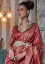 Load image into Gallery viewer, Berry Red Copper Zari Woven Silk Saree with Sequence work