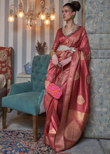 Load image into Gallery viewer, Berry Red Copper Zari Woven Silk Saree with Sequence work