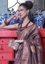Load image into Gallery viewer, Mauve Purple Copper Zari Woven Silk Saree with Sequence work