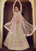 Cargar imagen en el visor de la galería, Lilac Purple Soft Net Lehenga Choli with Sequins, Thread, Zari &amp; Dori work