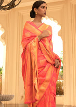 Laden Sie das Bild in den Galerie-Viewer, Dark Coral Pink Woven Soft Kanjivaram Silk Saree with overall Butti work