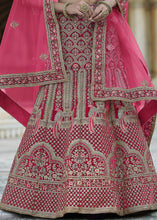 Cargar imagen en el visor de la galería, Cerise Pink Velvet Lehenga Choli Having Heavy Embroidery &amp; Hand work: Bridal Edition