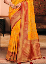 Load image into Gallery viewer, Saffron Yellow Woven Banarasi Silk Saree with Embroidered Blouse