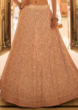 Load image into Gallery viewer, Peach Pink Crepe Lehenga Choli with Zari, Dori, Thread &amp; Zarkan work