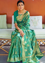 Load image into Gallery viewer, Grass Green Woven Banarasi Brocade Silk Saree