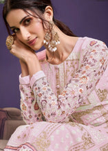 Carica l&#39;immagine nel visualizzatore Galleria,Baby Pink Georgette Salwar Suit with Thread, Zari &amp; Sequence work