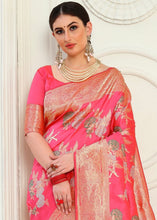 Load image into Gallery viewer, Strawberry Pink Zari Woven Banarasi Silk Saree