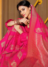 Load image into Gallery viewer, Hot Pink Soft Silk Woven Saree with Zari work