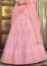 Cargar imagen en el visor de la galería, Creamy Pink Soft Net Lehenga Choli with Sequins, Thread, Zari &amp; Dori work