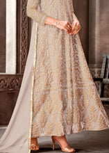 Laden Sie das Bild in den Galerie-Viewer, Oat Brown Designer Net Anarkali Suit with Full Thread Embroidery Work