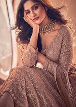 Load image into Gallery viewer, Grape Purple Georgette Front Slit Cut lehenga Suit with Embroidery work