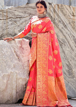 Load image into Gallery viewer, Punch Pink Woven Designer Silk Saree with Butti overall