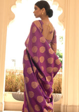 Load image into Gallery viewer, Irish Purple Woven Soft Kanjivaram Silk Saree with overall Butti work