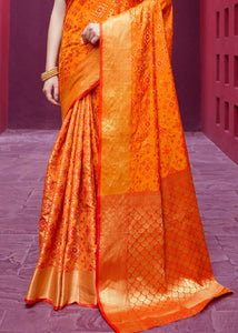 Papaya Orange Woven Patola Silk Saree