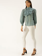 Load image into Gallery viewer, High Neck ruffle blouse