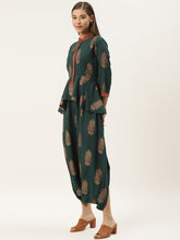 Load image into Gallery viewer, Peplum yoke with low crotch printed jumpsuit