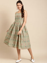 Load image into Gallery viewer, Strappy Box pleate Midi dress with front buttons