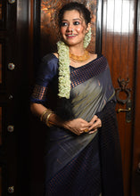 Load image into Gallery viewer, Gunmetal Grey Two Tone Zari Woven Banarasi Silk Saree