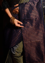 Load image into Gallery viewer, Gunmetal Grey Two Tone Zari Woven Banarasi Silk Saree