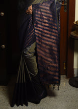 Load image into Gallery viewer, Gunmetal Grey Two Tone Zari Woven Banarasi Silk Saree
