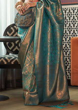 Load image into Gallery viewer, Cerulean Blue Two Tone Handloom Weaving Banarasi Silk Saree