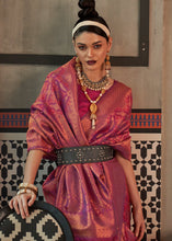Load image into Gallery viewer, Hibiscus Maroon Red Two Tone Handloom Weaving Banarasi Silk Saree