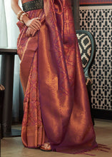 Load image into Gallery viewer, Hibiscus Maroon Red Two Tone Handloom Weaving Banarasi Silk Saree