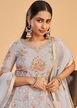 Load image into Gallery viewer, Light Lavender Purple Georgette Anarkali Suit with Multi Thread &amp; Zari Embroidery work