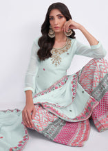 Load image into Gallery viewer, Arctic Blue Designer Georgette Embroidered Suit
