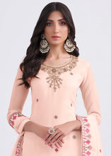 Load image into Gallery viewer, Peach Pink Designer Georgette Embroidered Suit