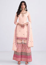 Load image into Gallery viewer, Peach Pink Designer Georgette Embroidered Suit