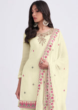 Load image into Gallery viewer, Blonde Yellow Designer Georgette Embroidered Suit