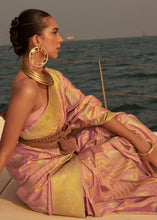 Load image into Gallery viewer, Rose Pink Two Tone Designer Satin Silk Saree