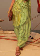 Load image into Gallery viewer, Paris Green Two Tone Designer Satin Silk Saree
