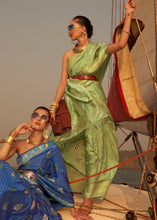 Load image into Gallery viewer, Paris Green Two Tone Designer Satin Silk Saree