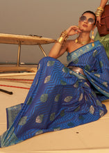 Load image into Gallery viewer, Shades Of Blue Two Tone Designer Satin Silk Saree