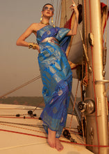 Load image into Gallery viewer, Shades Of Blue Two Tone Designer Satin Silk Saree