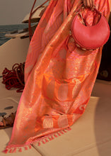 Load image into Gallery viewer, Orange &amp; Pink Two Tone Designer Satin Silk Saree